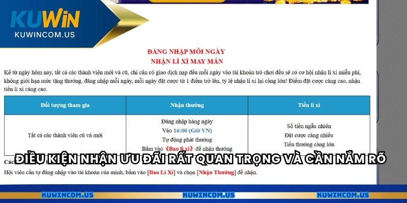 Điều kiện nhận ưu đãi rất quan trọng và cần nắm rõ